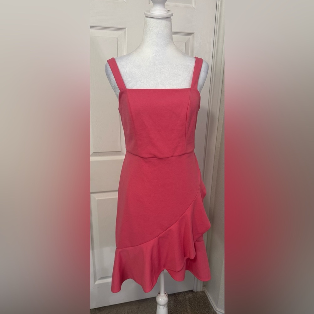 BCBG Paris Women’s Pink Ruffle Cocktail Mini Dress Size XS